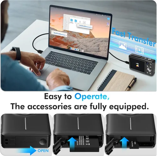 Vista 7 de Cámara digital 4K, cámara de videoblogs de 64 megapíxeles con enfoque automático y lente dual, zoom digital 16X, cámara compacta de YouTube
