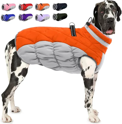 Vista 47 de AOFITEE Abrigo para perro, chaquetas cálidas para perros pequeños, abrigo de invierno para perros con arnés integrado, chaqueta de invierno