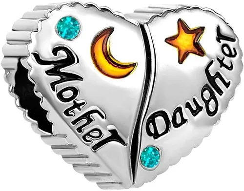 Vista 4 de Pulseras con dije para madre e hija, par de cuentas de piedra natal, luna dorada, estrella, joyería para mujer, mamá, familia, abuela, Metal, No es