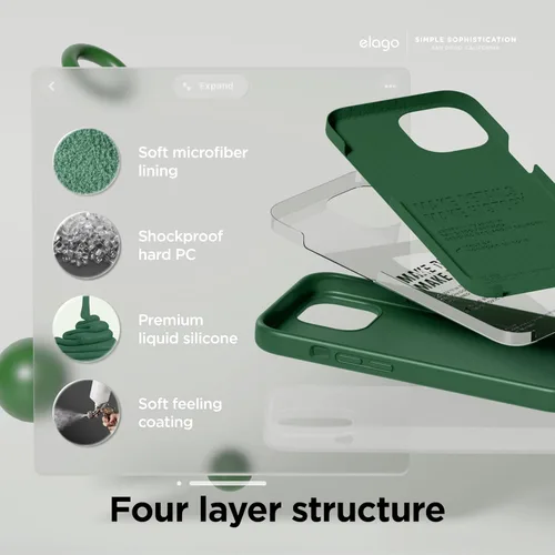 Vista 4 de elago Compatible con Funda para iPhone 15, Funda de Silicona Líquida, Cubierta Protectora de Cuerpo Completo, Resistente a Golpes, Diseño Delgado