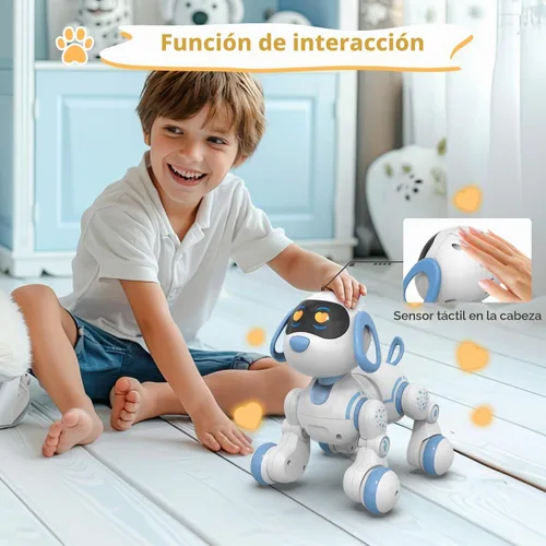 Vista 4 de STEMTRON Gato Robot Control Remoto Programable para Niños, Gato Robot Interactivo, Perro Robot Robo Gato, Robot RC con Sensor de Toque, Ojos LED Azul