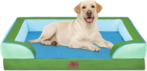 Vista 50 de Comfort Expression - Cama ortopédica para perros medianos, 28 x 19 pulgadas, cama impermeable y de apoyo de espuma con cojines removibles, sofá