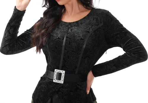 Vista 5 de Funna Disfraz de bruja para mujer, disfraz de Halloween con sombrero