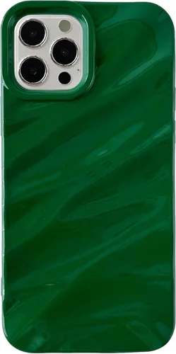 Vista 12 de Caseative Funda para iPhone 12 Pro, funda suave con forma de onda rizada con patrón de ondulación de agua (negro) Water Ripple Pattern Curly Wave