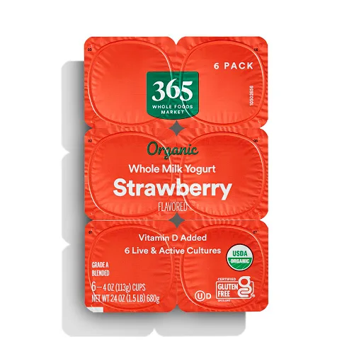 Vista 4 de 365 by Whole Foods Market, Yogurt Strawberry 6Pk Organic, 24 oz