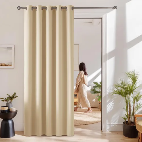 Vista 52 de RYB HOME Cortinas portátiles para puerta con privacidad, cortinas opacas y aislantes térmicas para dormitorio, armario, sala de estar, comedor, Beige