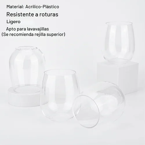 Vista 4 de KOXIN-KARLU Vasos de vino clásicos de acrílico sin tallo, de 18 onzas, vaso de plástico irrompible, juego de 6 vasos transparentes