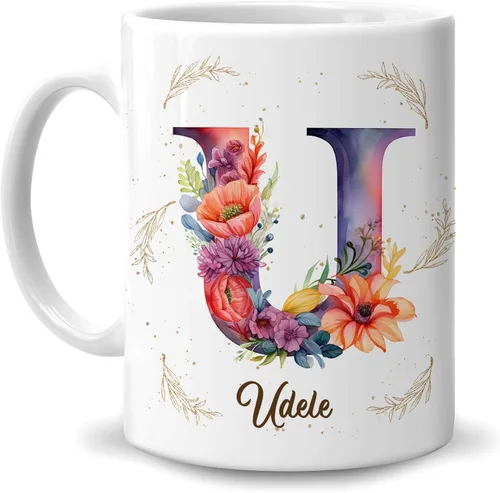 Vista 18 de Hyturtle Taza de café personalizada con inicial con nombre, monograma de cumpleaños, regalos de Navidad para niñas y mujeres, letra A del alfabeto