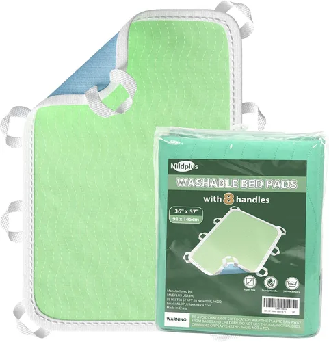 Vista 15 de Almohadillas de cama para incontinencia, lavables, de 4 capas, a prueba de fugas, para personas mayores, 34 x 36 pulgadas MILDPLUS Leakproof
