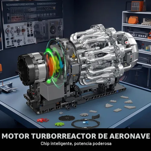 Vista 2 de Mould King 10216 Conjuntos de Construcción de Motor Turborreactor, Kit de Modelo de Motor de Avión Mecánico de Aviación Que Funciona, Construye Tu