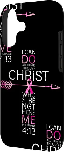 Vista 2 de Breast Cancer Phone Cases Women Philippians 4:13 Pink Cancer Case for iPhone 17