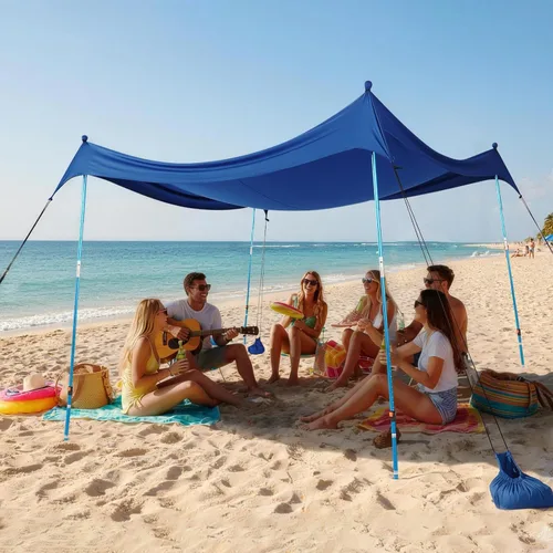 Vista 18 de CROWN SHADES Tienda de campaña de playa de 7 x 7, toldo de playa fácil de desplegar, UPF50+, 2 postes ajustables, turquesa