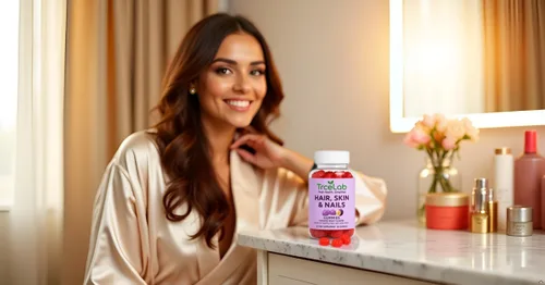 Vista 3 de Gomitas para el cabello, piel y uñas, gomitas para el crecimiento del cabello con 6000 mcg de biotina, sabor a maracuyá, vitaminas A, C, D, E