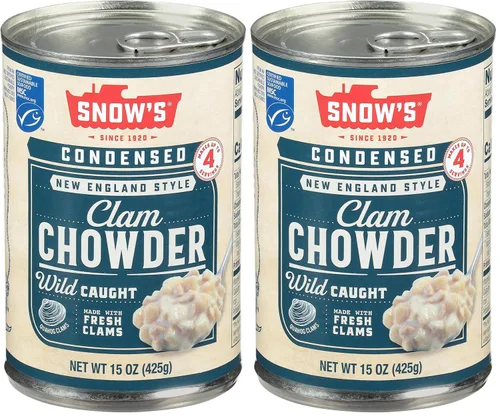 Vista 14 de Snow's Sopa condensada de almejas de Nueva Inglaterra, lata de 15 onzas, 0.14 oz de proteína por porción, receta auténtica al estilo de Nueva