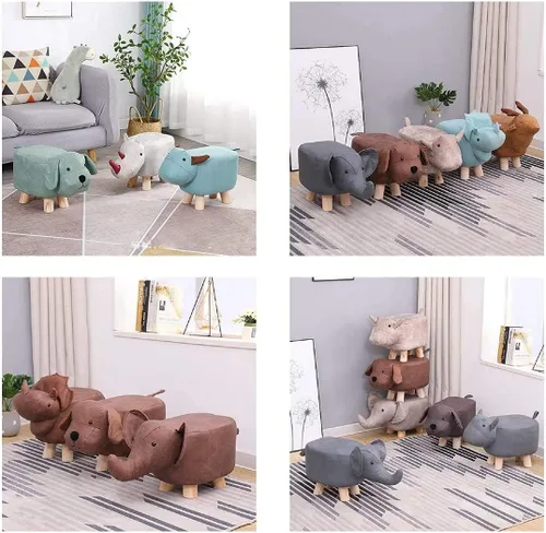 Vista 8 de Bonitos reposapiés de animales, reposapiés otomano con cojín acolchado suave y pies antideslizantes, puf para niños y adultos para dormitorio, sala
