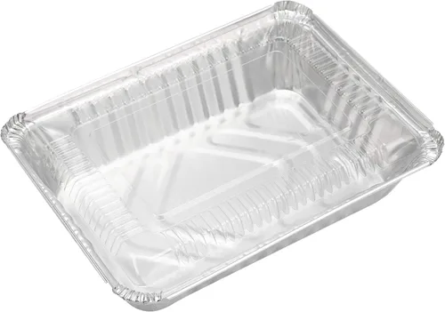 Vista 3 de HOZEON Paquete de 125 bandejas de papel de aluminio de 8.5 x 6 pulgadas con tapas transparentes, capacidad de 2.25 libras, recipientes desechables
