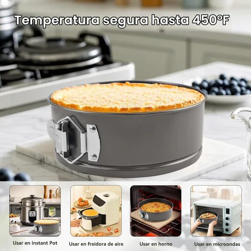 Vista 5 de Springform - Juego de 8 moldes para tartas de 9,10 pulgadas, molde redondo para tartas de queso, antiadherentes, moldes para tartas de queso con 100