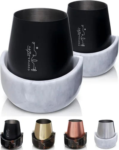 Vista 12 de Gusto Nostro Cubo enfriador de vino de mármol, enfriador de botellas de vino de 25.4 fl oz y enfriador de champán para fiesta, cocina, decoración