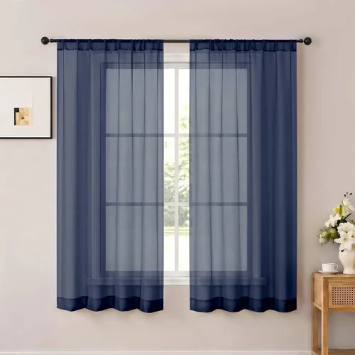 Vista 13 de OWENIE White Sheer Curtains 96 Inches Long 2 Panels for Living Room 52 Wide