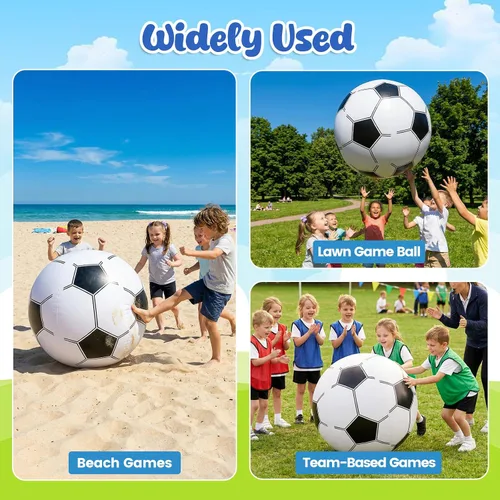 Vista 7 de AMOR PRESENT Balones de fútbol inflables, pelota de playa de 27 pulgadas para juguetes de playa y bolsas de regalos de fútbol, decoraciones