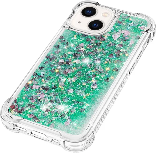 Vista 5 de LEMAXELERS Funda para iPhone 15 de 6.1 pulgadas, Bling Glitter Liquid Clear Case Flotante Arenas movedizas a prueba de golpes Funda protectora
