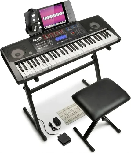 Vista 11 de RockJam RJ561 - Kit de piano de teclado de 61 teclas con soporte, taburete y auriculares