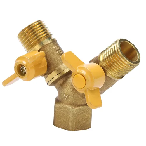 Vista 4 de Adaptador de grifo G1/2 de 2 vías con interruptor de válvula de cobre, separador de agua, conector de grifo para lavadora