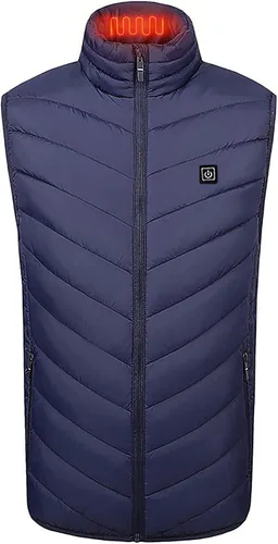Vista 4 de tuduoms Chaleco térmico para mujeres y hombres, chaqueta de plumón eléctrica cálida de invierno recargable por USB, sin batería, Negro