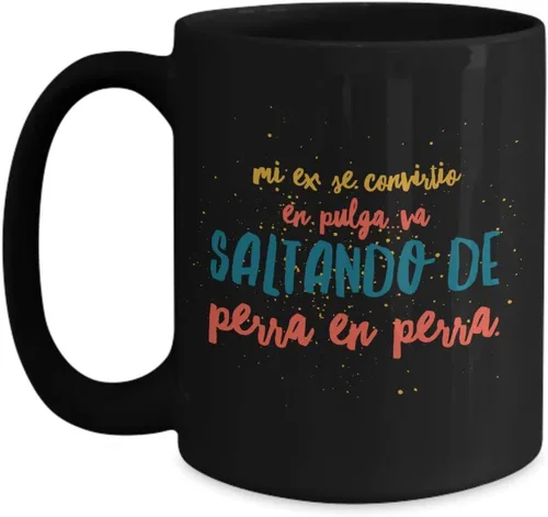 Vista 4 de Taza de Café Saltando Vaso, taza café divertidas, tazas personalizadas, taza de café inspiradoras, taza con mensajes positivos.