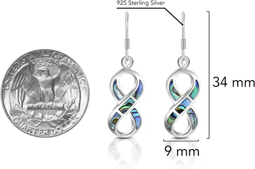 Vista 4 de Love Forever Infinity Symbol Abalone Shell .925 Pendientes de plata de ley 925, Concha