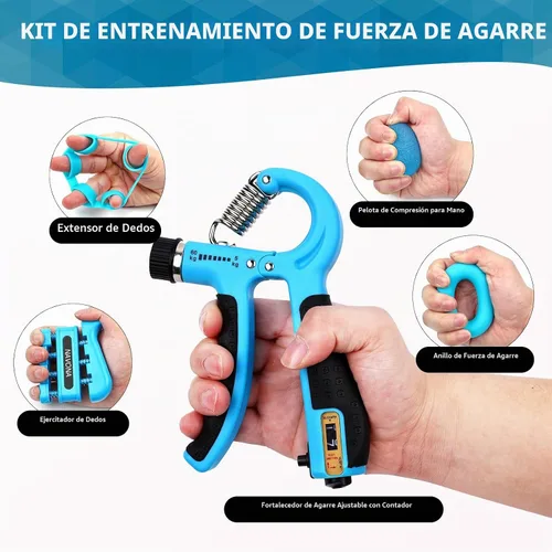 Vista 2 de 13 PCS Grip Strength Trainer Kit,Forearm and Hand Gripper Strengthener Azul