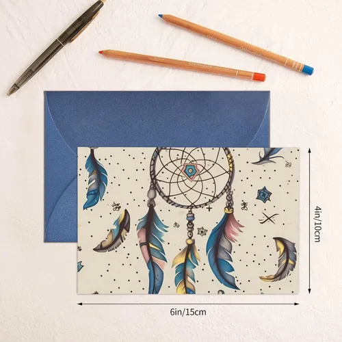 Vista 5 de Tarjetas de cumpleaños con sobres, atrapasueños y luna, tarjetas de boda, tarjetas de condolencias, tarjetas de agradecimiento en blanco dentro