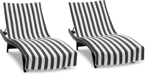 Vista 10 de Arkwright California - Funda para tumbona de playa, paquete de 2 - Toalla de algodón suave y a rayas estilo cabana con bolsillo para silla de playa