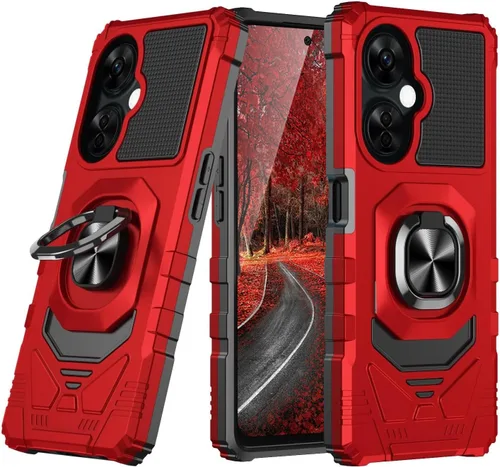 Vista 10 de TJS Funda compatible con OnePlus Nord N30 5G, con protector de pantalla de vidrio templado, anillo de metal, soporte magnético resistente contra