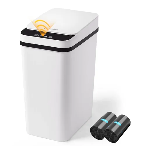 Vista 10 de Cubo de Basura Negro para Baño de 2.6 Galones, Basurero con Sensor de Movimiento Automático Sin Contacto, Cubo de Basura Pequeño Inteligente