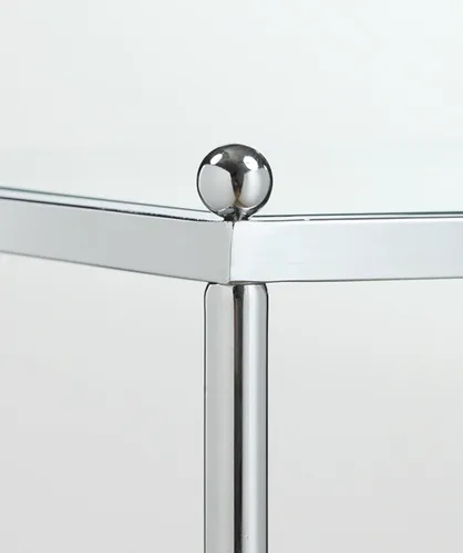Vista 6 de Convenience Concepts Royal Crest - Mesa auxiliar redonda de 2 niveles, cristal transparente y cromado