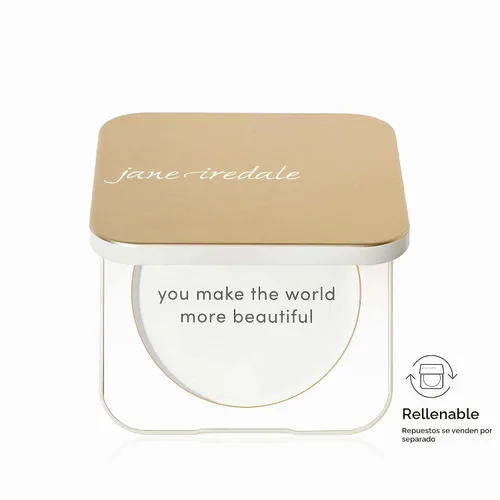 Vista 2 de jane iredale Compacto recargable, carcasa de aluminio y cierre magnético, espejo interior para uso sobre la marcha, compatible con todos los Dorado