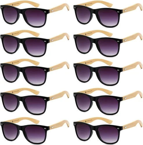 Vista 14 de Gafas de sol de bambú al por mayor 10 unidades para hombres y Tortuga Clásica Lente Marrón