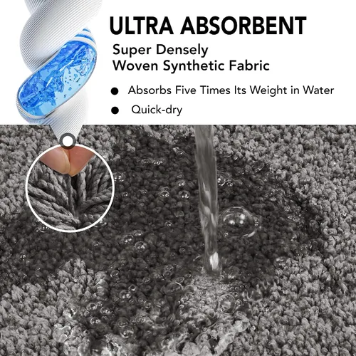 Vista 5 de Deconovo Alfombra de baño antideslizante, ultrasuave, de secado rápido, súper absorbente, lavable a máquina, alfombra de felpa prémium para baño