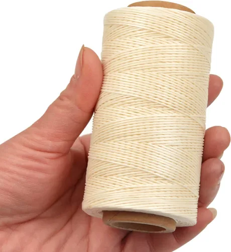 Vista 3 de Hilo encerado, 284 yardas, 150D 0.031 in de cuero, hilo encerado para reparación de zapatos, encuadernación, cuero, manualidades, bricolaje (beige)