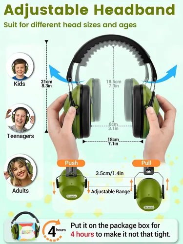 Vista 5 de Orejeras con cancelación de ruido del Dr.meter: auriculares con cancelación de ruido SNR27.4 con diadema ajustable, orejeras con protección auditiva