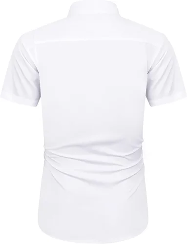 Vista 2 de J.VER Camisas de vestir de manga corta para hombre con bolsillo, camisas casuales con botones, camisa de negocios sin arrugas