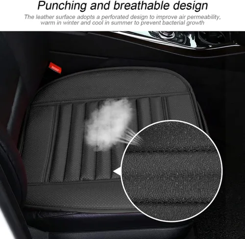 Vista 4 de 8sanlione Funda de cuero para asiento de automóvil, amortiguador/protector para asiento delantero de automóvil, funda de asiento transpirable