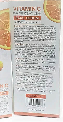 Vista 5 de Dr Rashel Suero facial con vitamina C Ácido hialurónico, reafirmante y antienvejecimiento (paquete de 2) + 1 par de mascarillas de cristal