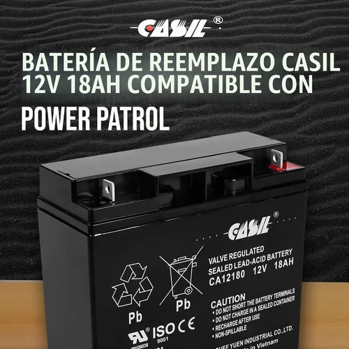 Vista 3 de Casil Batería SLA de 12V 18Ah compatible con Generac 7500 EXL generador portátil