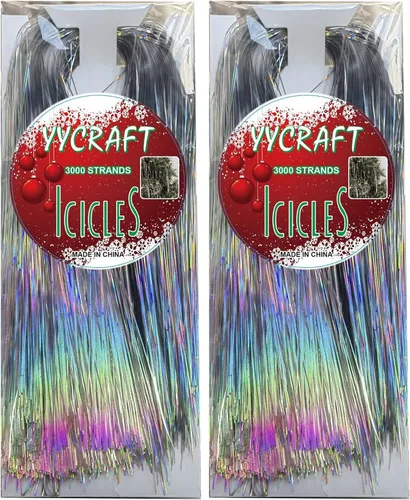 Vista 21 de YYCRAFT Icicles Tinsel 3000 Strand, Negro