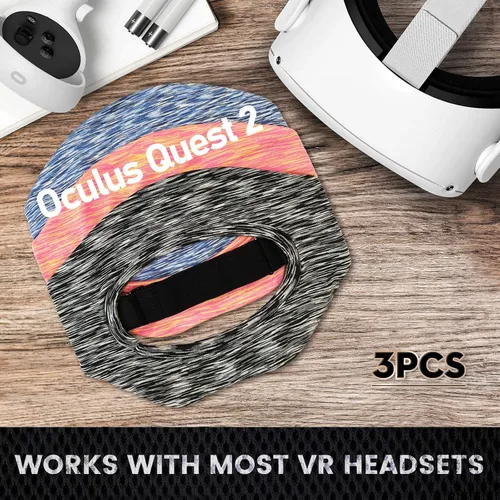 Vista 8 de Protector de sudor para Oculus Quest 2 VELLAA OculusMeta Quest 2 accesorios ajustables VR banda de sudor transpirable VR máscara