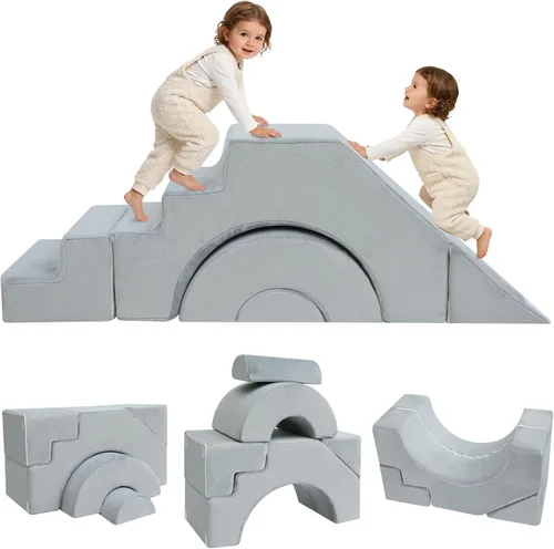 Vista 12 de MeMoreCool Sofá infantil con tobogán y escalera, sofá de espuma convertible Azul marino profundo (sólido)