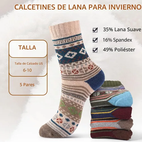 Vista 5 de Clothclose Calcetines de lana - Calcetines de lana cálidos de invierno para mujer y hombre, calcetín suave y acogedor, calcetín grueso de lana