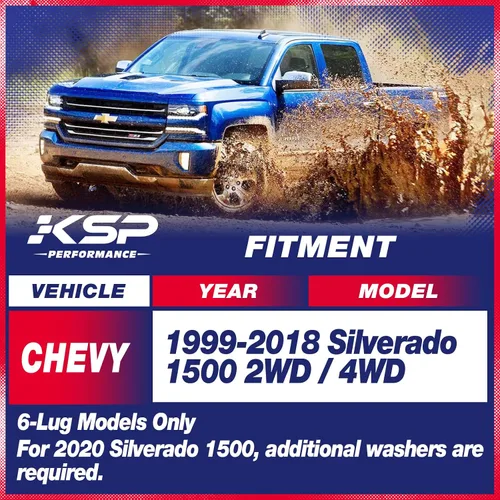 Vista 2 de KSP Grilletes de Caída para Silverado 1500 1999-2019, Kits de Grilletes de Bajada Trasera de 2" Compatibles con Chevy Silverado GMC Sierra 1500
